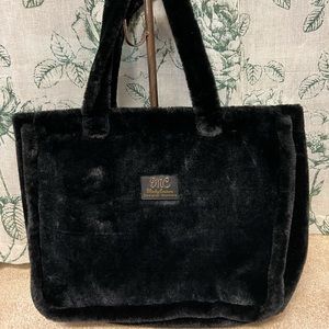 Minky Couture Black Furry Handbag
